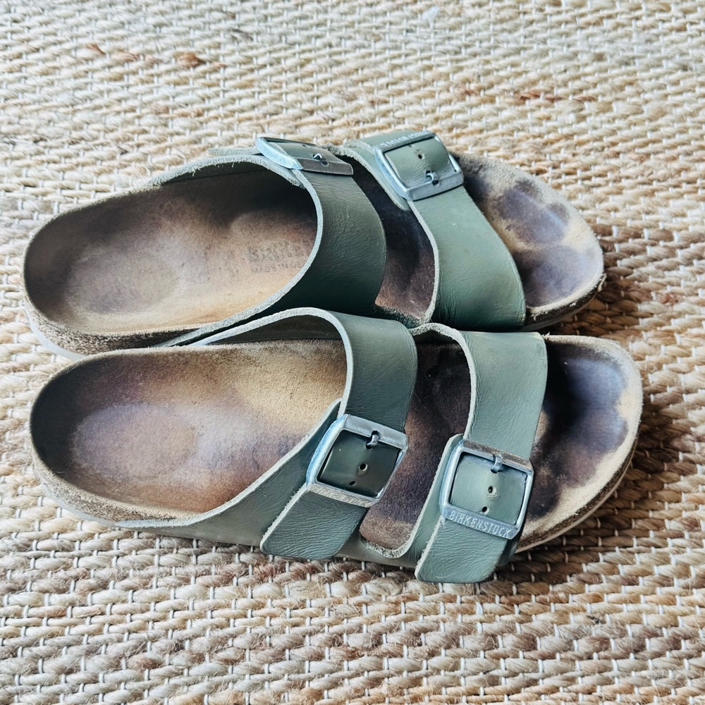 Birkenstock Olive Green Two-Strap Sandals